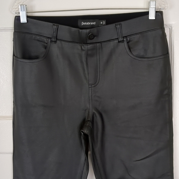 Betabrand Faux Leather Pants Medium Black 31X25 - Picture 5 of 14